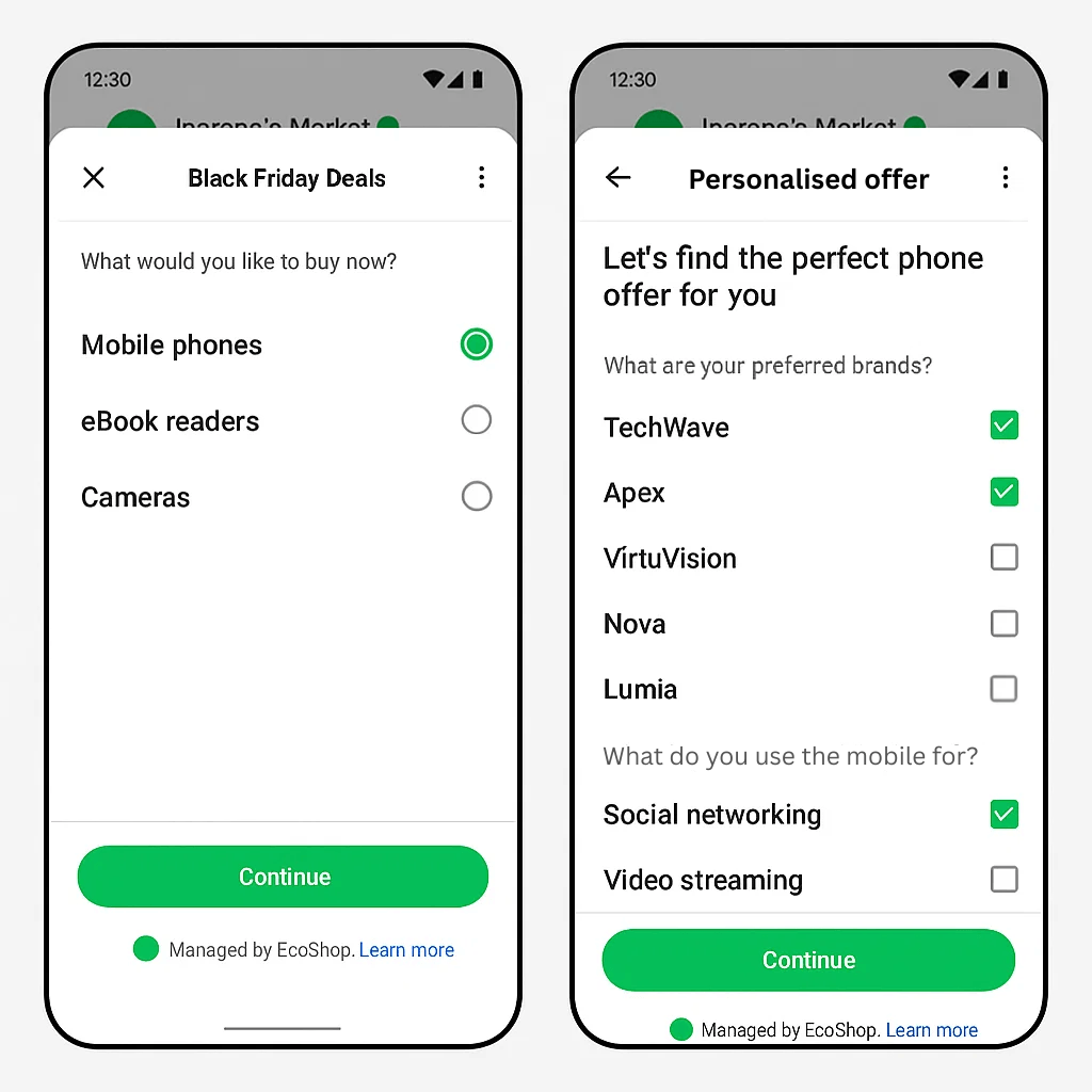 Customer filling an interactive form inside a WhatsApp chat