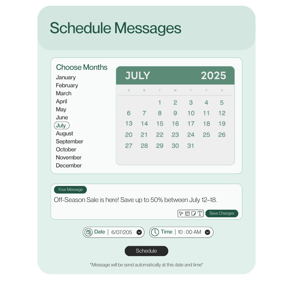 Boost e-commerce sales with scheduled messages Scheduled WhatsApp message campaign to boost e-commerce sales